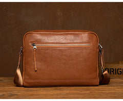 Fashion Black Mens Leather 10 inches Mens Small Messenger Bag Brown Courier Bag Postman Bag for Men
