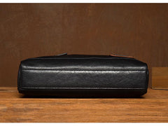 Fashion Black Mens Leather 10 inches Mens Small Messenger Bag Brown Courier Bag Postman Bag for Men