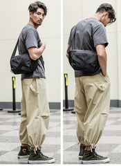 Cool Black Nylon Mens 10 inches Chest Bag Messenger Bags One Shoulder Backpack Black Side Bag for Men