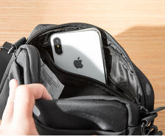 Casual Black Mens NYLON Mini Chest Bag Postman Bag Black Small Messenger Bags Side Bag for Men