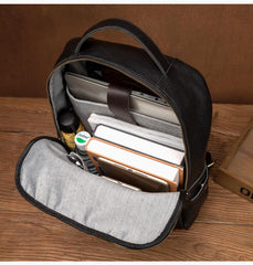 Casual Black Mens Leather 15-inch Computer Backpack Coffee Satchel Backpack School Backpacks for men