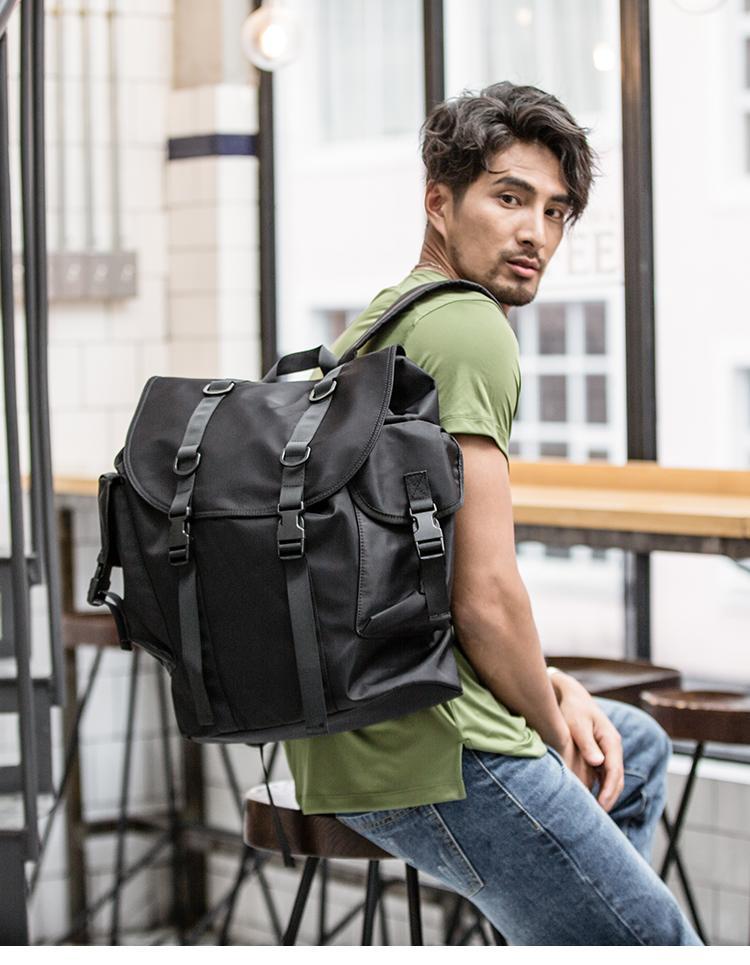 Stylish Black Nylon Mens 15 inches Travel Backpacks Laptop Backpack College Bag for men