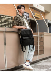 Fashion Black Mens Nylon Backpack Travel Backpacks 15‘’ Laptop Backpack College Bag for men