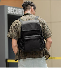 Fashion Black Mens Nylon Backpack Travel Backpacks 15‘’ Laptop Backpack College Bag for men