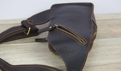 Black Coffee Leather Mens Sling Bag Sling Shoulder Bag Sling On Shoulder Backpack for men