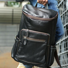 Black Coffee Mens Leather Backpacks Travel Backpacks Laptop Backpack for men