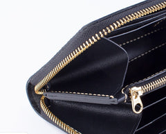 Black Coffee Womens Leather Zipper Long Wallet Phone Long Clutch Wallet for Women