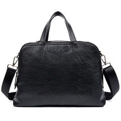 Black Cool Leather 14 inches Shoulder Briefcase Travel Bags Handbags Luggage Bag for Men