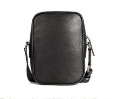 Black LEATHER MENS VERTICAL MINI SIDE BAG SMALL MESSENGER BAGS Black COURIER BAG FOR MEN