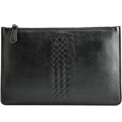 Black Cool Leather Mens Wristlet Bag Long Zipper Clutch Wallet Long Wallet Envelope Bag for Men