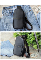 Brown Cool Leather Mens Sling Bag Chest Bag Brown Sling Pack For Men