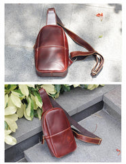Brown Cool Leather Mens Sling Bag Chest Bag Brown Sling Pack For Men
