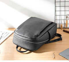 Cool Black Mens Leather Backpacks Travel Backpack 14-inch Laptop Backpack for men