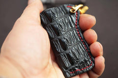 Black Crocodile Leather Mens Disposable Lighter Case Lighter Holder with Belt Clip For Men