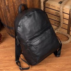 Fashion Black Mens Leather 13-inch Computer Backpacks Cool Travel Backpacks School Backpacks for men