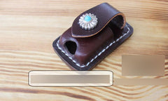 Handmade Mens Black Leather Slim Zippo Lighter Case Slim Zippo Lighter Holder with Belt Clip