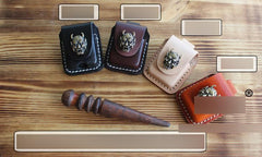 Handmade Mens Brown Leather Classic Zippo Lighter Case Belt Zippo Lighter Holder with Belt Clip