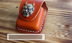 Handmade Mens Brown Leather Classic Zippo Lighter Case Belt Zippo Lighter Holder with Belt Clip