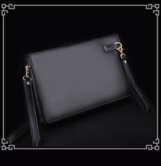 Handmade Black Tooled Dragon Carp Leather Clutch Wristlet Bag Messenger Bag Side Bag For Men
