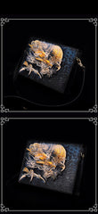 Handmade Black Tooled Chinese Dragon Leather Messenger Bags Side Bag Clutch Wristlet Bag For Men