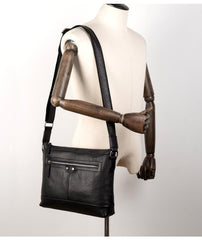 Cool Black Leather Mens Postman Bag Messenger Bags Side Bag Courier Bags for Men