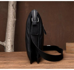 Fashion Black Mens Leather 11 inches Mens Messenger Bags Courier Bag for Men