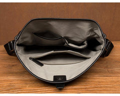 Fashion Black Leather 12 inches Mens Small Courier Bag Messenger Bags Postman Bag for Men