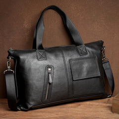 Black Leather Mens 15 inches Briefcase Laptop Bags Business Handbag Work Bag for Men