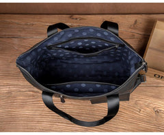 Black Leather Mens 15 inches Briefcase Laptop Bags Business Handbag Work Bag for Men
