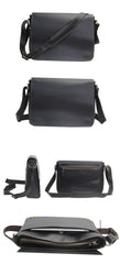Casual Black Leather Mens 11 inches Courier Bags Messenger Bag Vintage Brown Postman Bags For Men