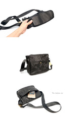 Black Leather Mens Casual Small Courier Bag Messenger Bags Brown Postman Bag For Men