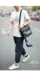 Casual Black Leather Mens Courier Bags Messenger Bags Brown Postman Bags For Men