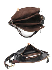 Casual Black Leather Mens Courier Bags Messenger Bags Brown Postman Bags For Men