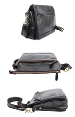 Casual Black Leather Mens Courier Bags Messenger Bags Brown Postman Bags For Men