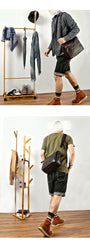 Casual Black Leather Mens Courier Bags Messenger Bags Brown Postman Bags For Men