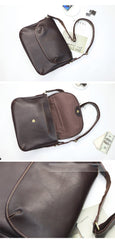 Black Leather Mens Casual 10'' Courier Bags Messenger Bags Dark Coffee Gray Postman Bag For Men