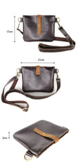 Black Leather Mens Casual Small Courier Bags Messenger Bags Belt Bag Postman Bag For Men