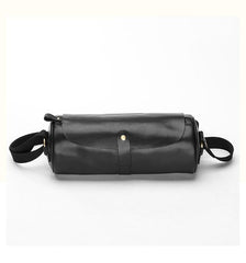 Black Leather Mens Brown Barrel Postman Bag Brown Bucket Messenger Bag Side Bag For Men