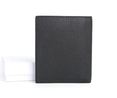 Black Leather Mens Slim Bifold Small Wallet Front Pocket Wallet billfold Small Wallet for Men