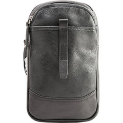 Black Leather Mens Sling Bag Sling Shoulder Bag Chest Bag for men