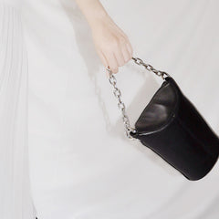 Black Leather Women Chain Bucket Bag Handbag Shoulder Bag For Women
