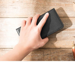 Fashion Black Leather Mens Bifold Long Wallet Thin Card Wallet Black Long Wallet for Men