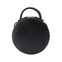 Black Stylish LEATHER WOMENs Circle Handbags Round SHOULDER BAG Purses FOR WOMEN
