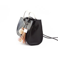 Black Stylish LEATHER WOMENs Cute Handbag Purse SHOULDER Purse with Tassels