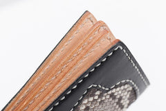 Cool Black Snakeskin Leather Mens Long Wallet Handmade Bifold Long Wallet For Men