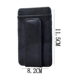 Black Leather Mens Front Pocket Wallet billfold Card Wallet Money Clip For Men