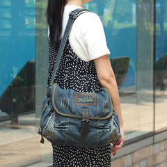 Blue Denim Mens Fashion Messenger Bags Large Jean Blue Shoulder Bag Postman Bags Courier Bag For Men