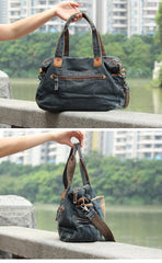 Blue Denim Mens Womens Casual Large Handbag Messenger Bags Jean Handbags Shoulder Bag For Men