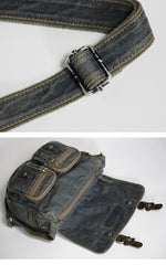 Blue Denim Mens Casual 10 inches Messenger Bag Jean Small Postman Bag Courier Bag For Men