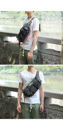 Blue Denim Mens Casual Waist Bag Fanny Packs Blue Jean Hip Bag Bum Bags For Men